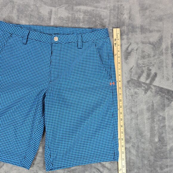 Under Armour Shorts Mens 36 Blue Black Gingham Check Golf Performance Casual - Picture 11 of 11